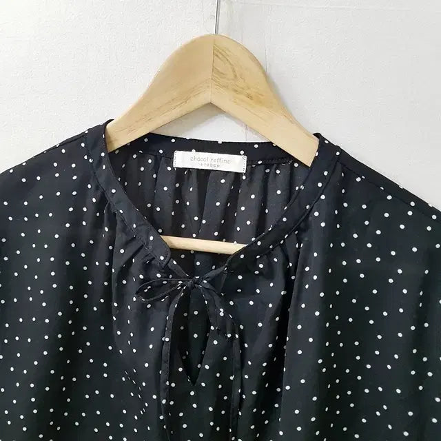 [BUNJANG] Chocol Raffine Chiffon Polka Dot Blouse - Black / chocol raffine 쉬폰 도트 블라우스 블랙