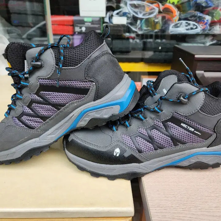 [BUNJANG] Hector Mid-Cut Hiking Boots - Grey/Blue / 헥터 등산화 미드컷 그레이/블루