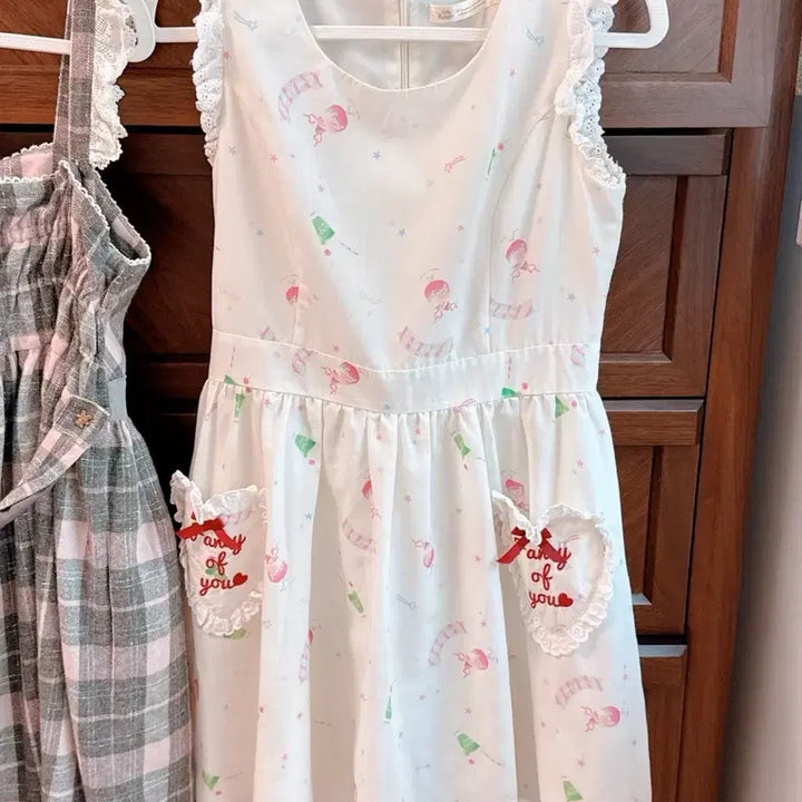 [BUNJANG] Ankrouse Melon Soda Heart Pocket Apron Dress / 양산형 앙크루즈 메론소다 에이프런 하트포켓 원피스 페어리계