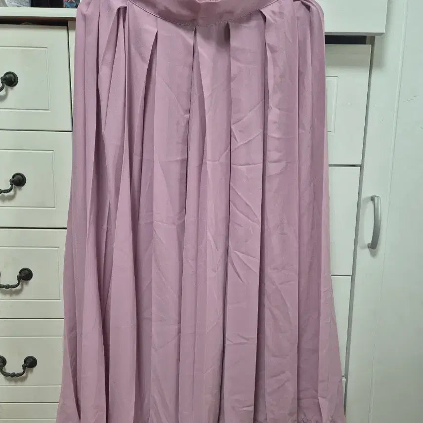 [BUNJANG] JOLI Pink Pleated Wide Pants Skirt / 핑크 플리츠 롱 스커트