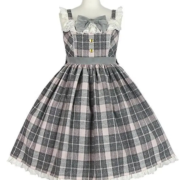 [BUNJANG] Angelic Pretty Omekashi Bear Check JSK / 엔젤릭프리티 로리타 오메카시 베어 체크 jsk