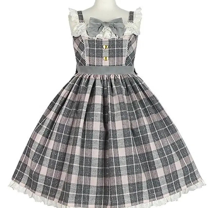 [BUNJANG] Angelic Pretty Omekashi Bear Check JSK / 엔젤릭프리티 로리타 오메카시 베어 체크 jsk