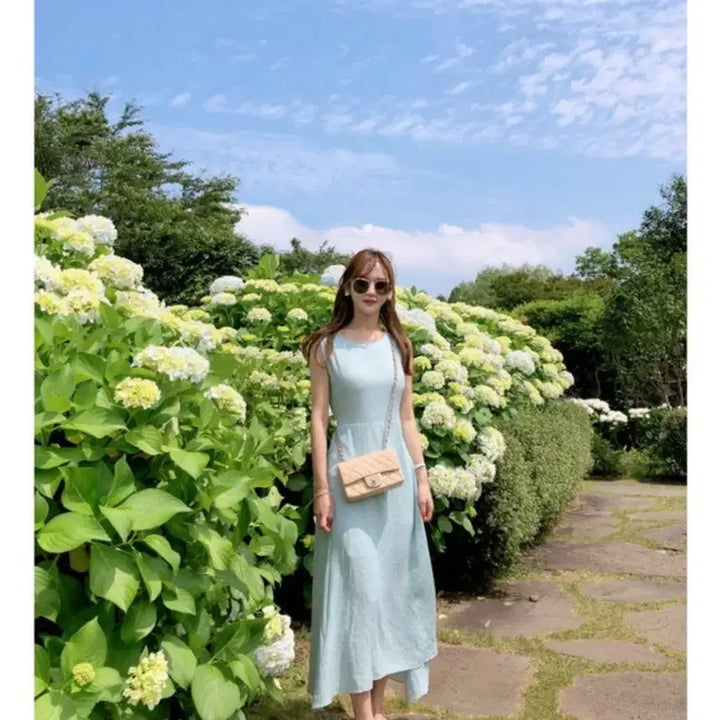 [BUNJANG] Mint Sleeveless Long Dress / 민소매 롱 원피스