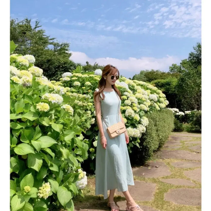 [BUNJANG] Mint Sleeveless Long Dress / 민소매 롱 원피스