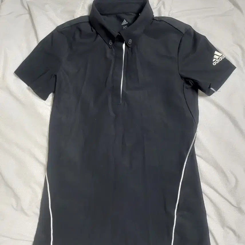 [BUNJANG] Adidas Black Collar T-Shirt XS Size / 여성 아디다스 블랙카라티셔츠 Xs사이즈 55