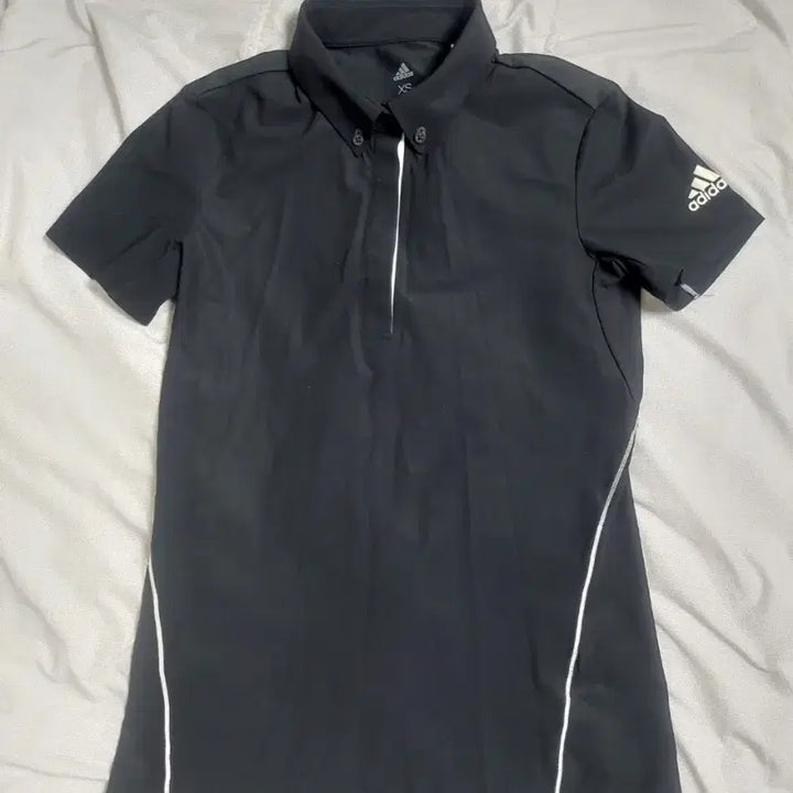 [BUNJANG] Adidas Black Collar T-Shirt XS Size / 여성 아디다스 블랙카라티셔츠 Xs사이즈 55