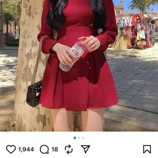 [BUNJANG] Somedays Burgundy Chiffon Mini Dress / 썸데이즈 버건디 쉬폰원피스