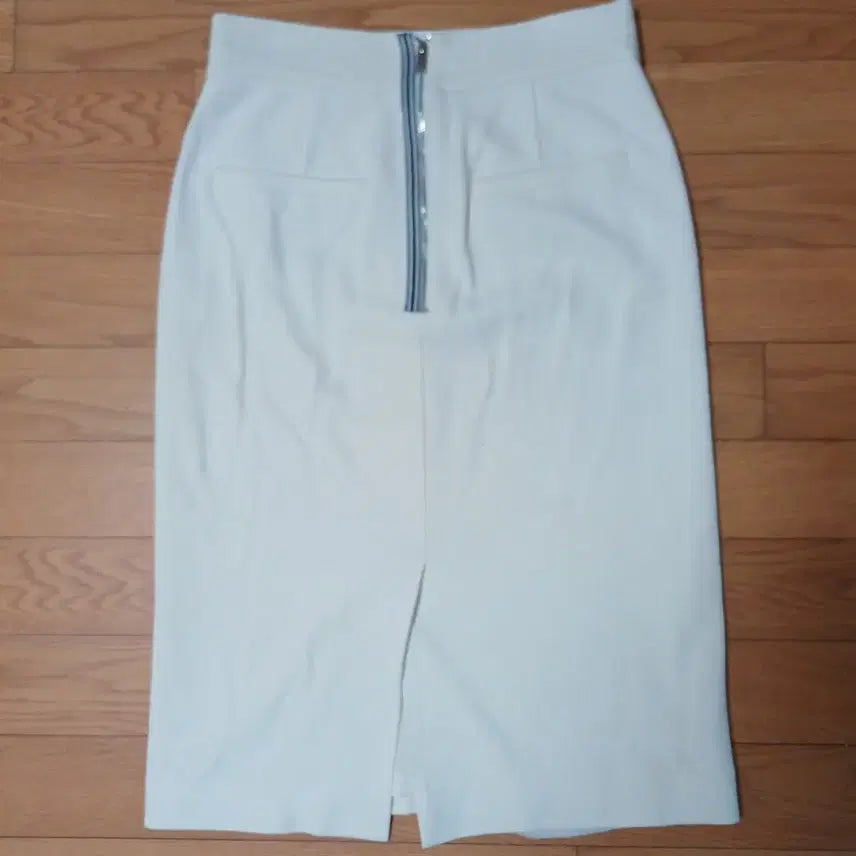 [BUNJANG] DEWL White Color Block Midi Skirt (Size 55) / 듀엘(DEWL) 화이트 배색 포인트 미디 스커트 (55사이즈)