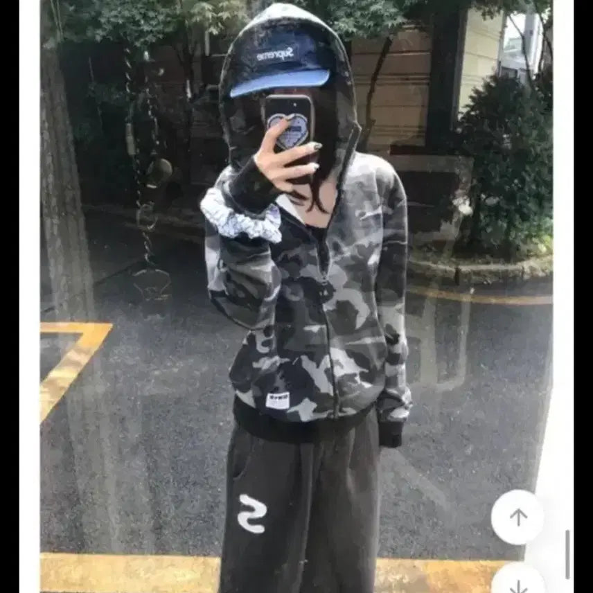 [BUNJANG] Camo Highneck Zip-up Hoodie / 카모 하이넥 후드집업