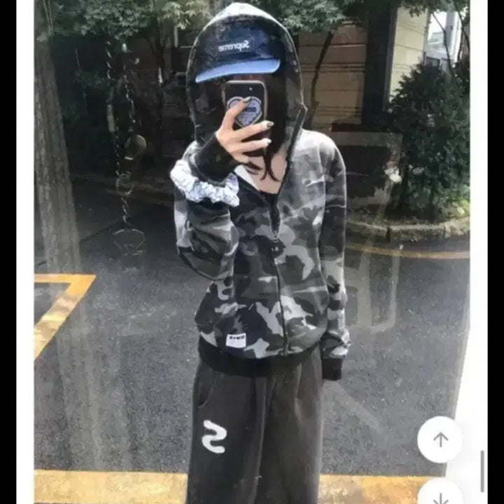 [BUNJANG] Camo Highneck Zip-up Hoodie / 카모 하이넥 후드집업