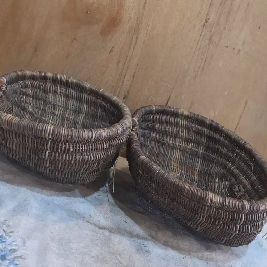 [BUNJANG] Folk Craft Small Dog Basket Set (2 pcs) / 민속품  / 소형 댕댕이 소쿠리 2점