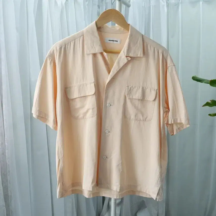 [BUNJANG] Monkey Time Open Collar Shirt Cotton Blend Cream Beige / Monkey Time 오픈카라 셔츠 1990