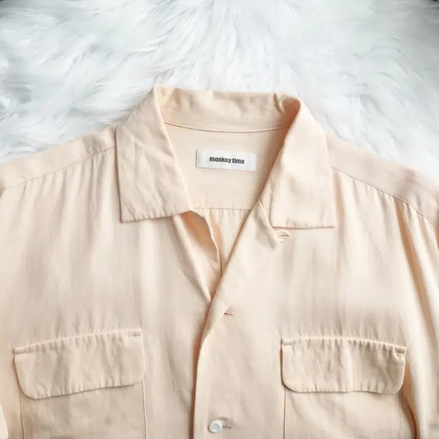 [BUNJANG] Monkey Time Open Collar Shirt Cotton Blend Cream Beige / Monkey Time 오픈카라 셔츠 1990