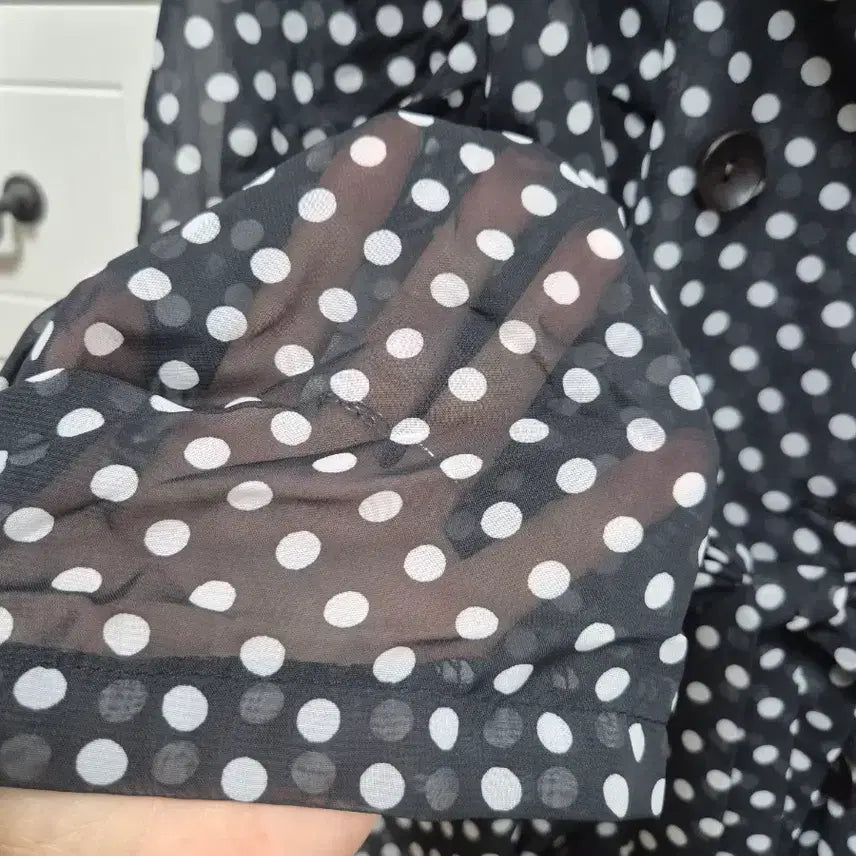 [BUNJANG] Black Dot Long Dress Coat / 블랙 도트 롱 원피스 코트형