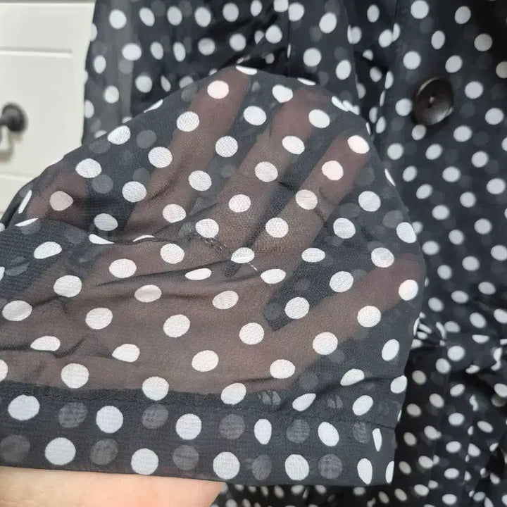 [BUNJANG] Black Dot Long Dress Coat / 블랙 도트 롱 원피스 코트형