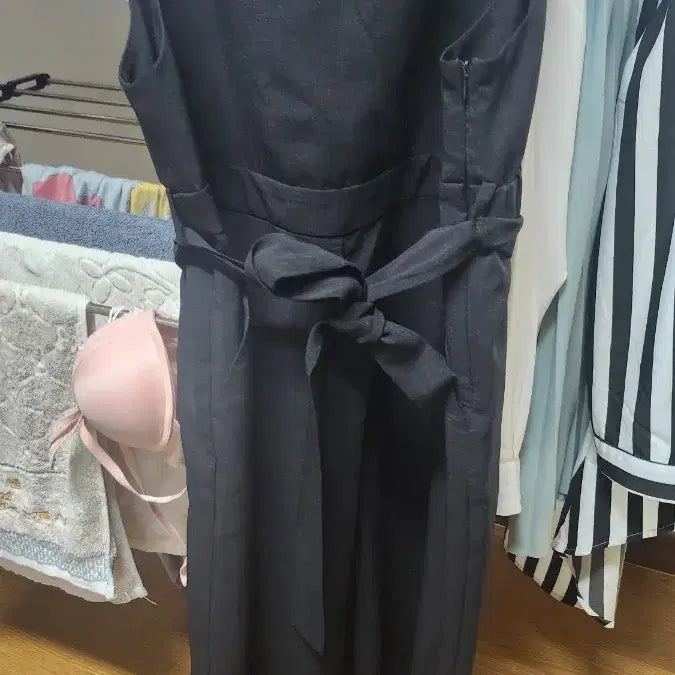 [BUNJANG] Black Wrap Style Drawstring Jumpsuit / 블랙 랩 스타일 끈 jumpsuit 77이상다가능