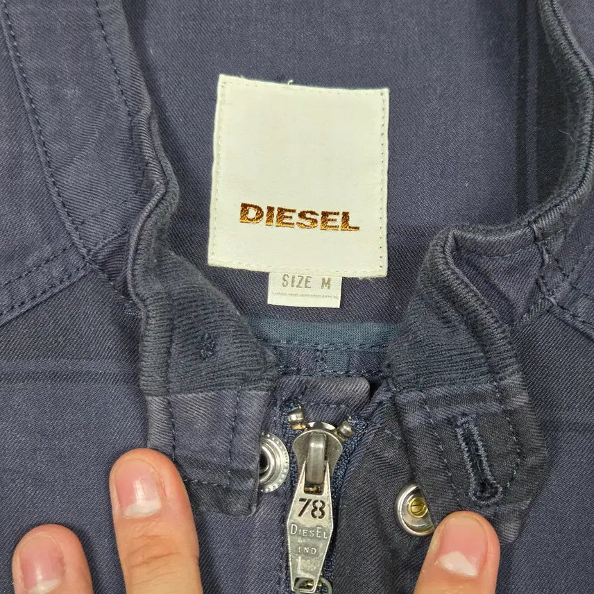 [BUNJANG] Diesel Big Check Embroidery Cotton Zip-Up Jacket / [디젤] 빅 체크 엠브로이더리 코튼 집업 자켓 | A00149