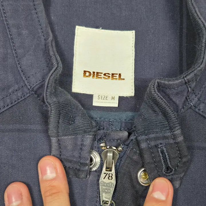 [BUNJANG] Diesel Big Check Embroidery Cotton Zip-Up Jacket / [디젤] 빅 체크 엠브로이더리 코튼 집업 자켓 | A00149