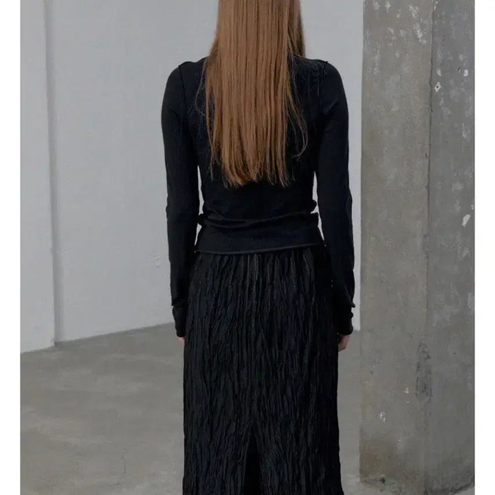 [BUNJANG] Wrinkle Layered Skirt (Black) / 링클 레이어드 스커트(블랙)