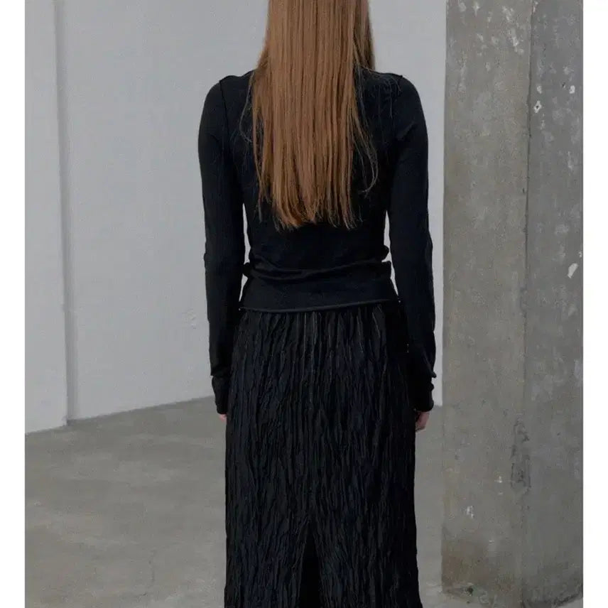 [BUNJANG] Wrinkle Layered Skirt (Black) / 링클 레이어드 스커트(블랙)