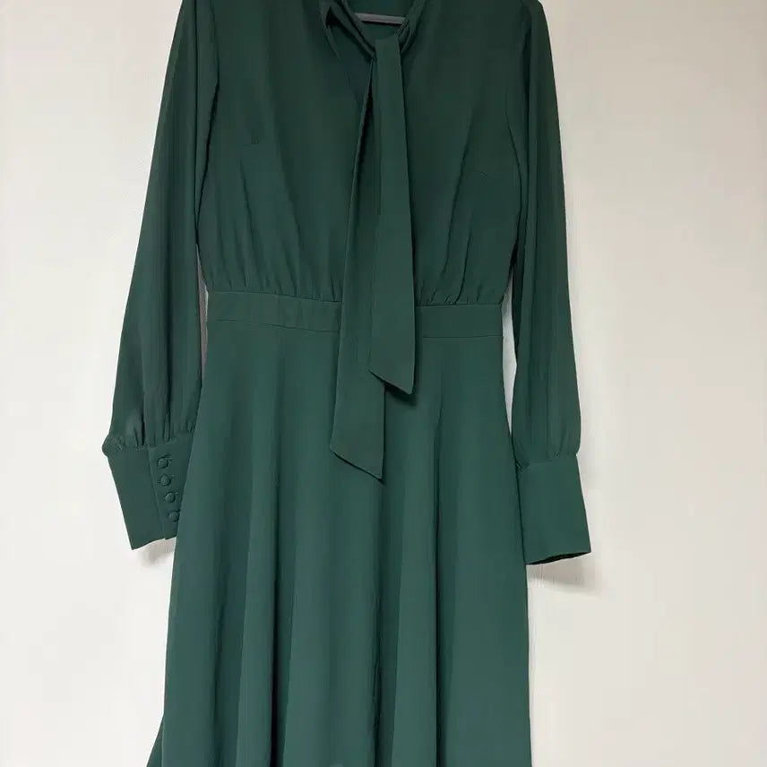 [BUNJANG] Mohito Deep Green Ribbon Chiffon Dress / [유럽브랜드] Mohito 딥그린 리본 쉬폰 원피스