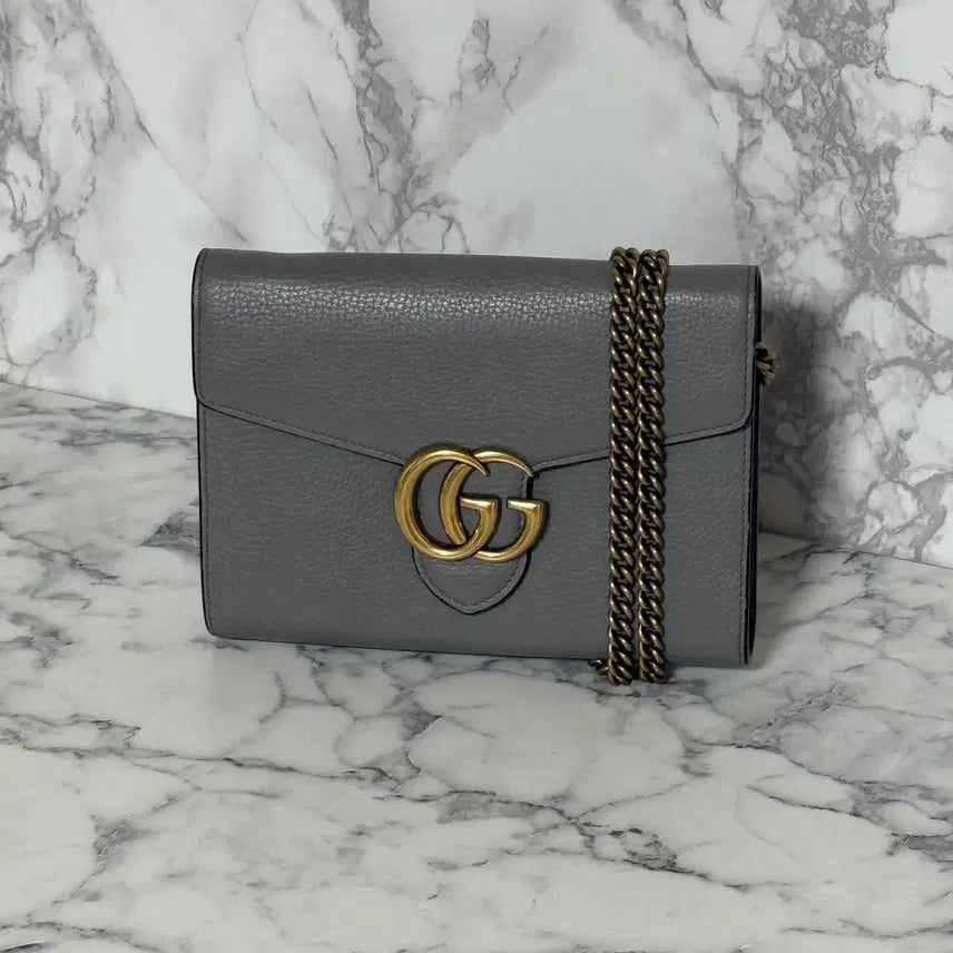[BUNJANG] Gucci Matelassé WOC Grey Chain Bag Wallet / [OS] 구찌 마틀라쎄 WOC 그레이 체인 가방 지갑