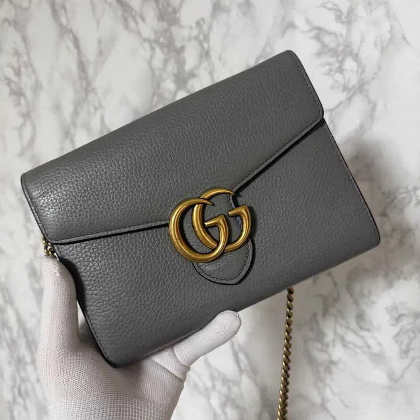 [BUNJANG] Gucci Matelassé WOC Grey Chain Bag Wallet / [OS] 구찌 마틀라쎄 WOC 그레이 체인 가방 지갑