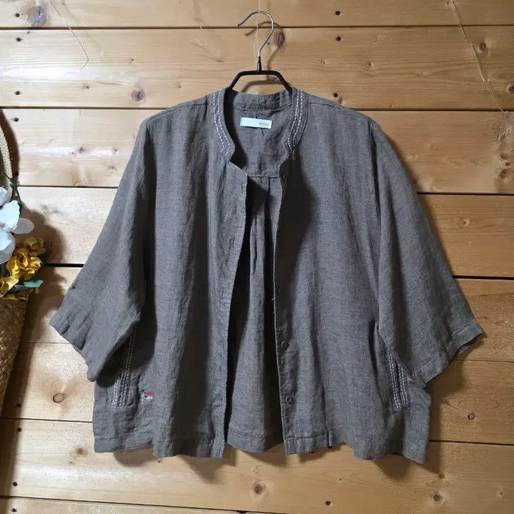 [BUNJANG] Unbranded Embroidered Horsehair Blend Shirt Jacket / 한쪽 주머니 자수 마셔츠겸자켓