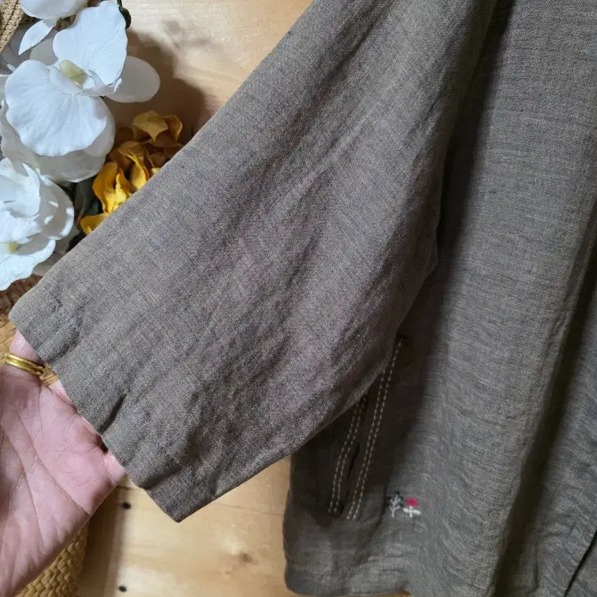 [BUNJANG] Unbranded Embroidered Horsehair Blend Shirt Jacket / 한쪽 주머니 자수 마셔츠겸자켓
