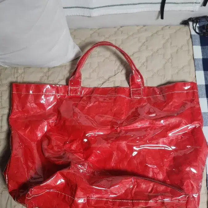 [BUNJANG] Red PVC Tote Bag / 레드 PVC 토트백