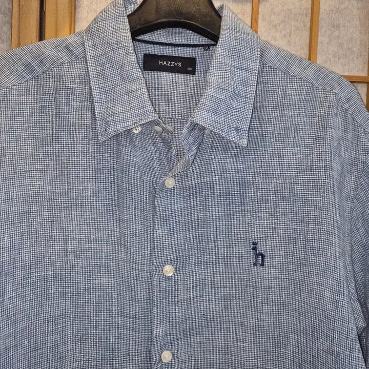 [BUNJANG] Hazzys Blue Linen Long-Sleeve Shirt Size 100 / 헤지스 블루 린넨 긴팔 셔츠 100
