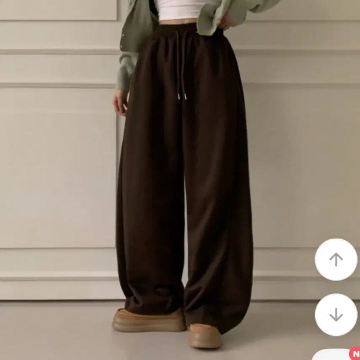 [BUNJANG] Ablery Side Pleat Wide Pants Brown / 에이블리 옆핀턱 와이드팬츠