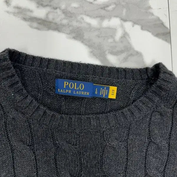 [BUNJANG] Polo Ralph Lauren Grey Cable Knit Sweater L / 폴로 랄프로렌 그레이 케이블 니트