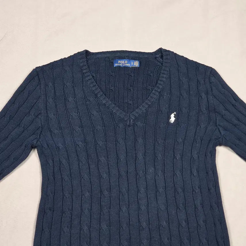 [BUNJANG] Polo Ralph Lauren Cable Cotton V-Neck Sweater / [폴로 랄프로렌] 케이블 코튼 브이넥 스웨터 | A00158
