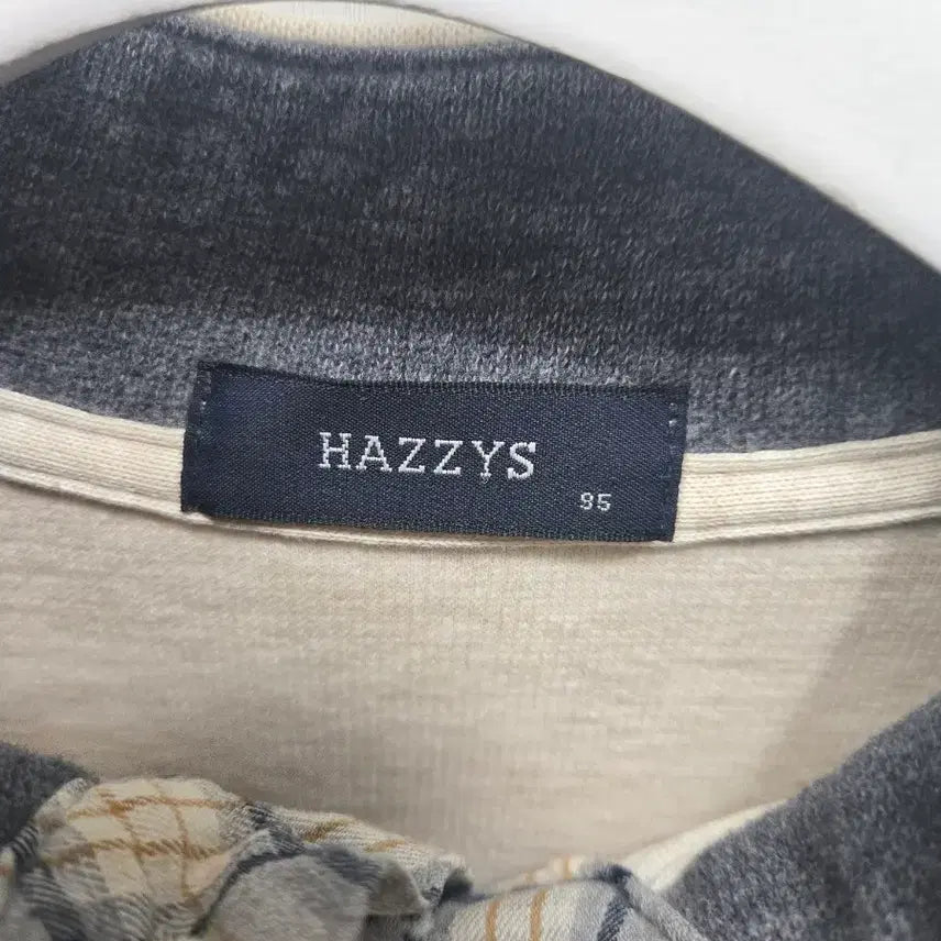 [BUNJANG] Hazzys Check Panel Sweatshirt T-Shirt / 헤지스 체크 배색 맨투맨 티셔츠95