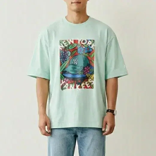 [BUNJANG] MLB Oversized Fit Round Neck T-Shirt / [100]MLB 오버핏 반팔 라운드티