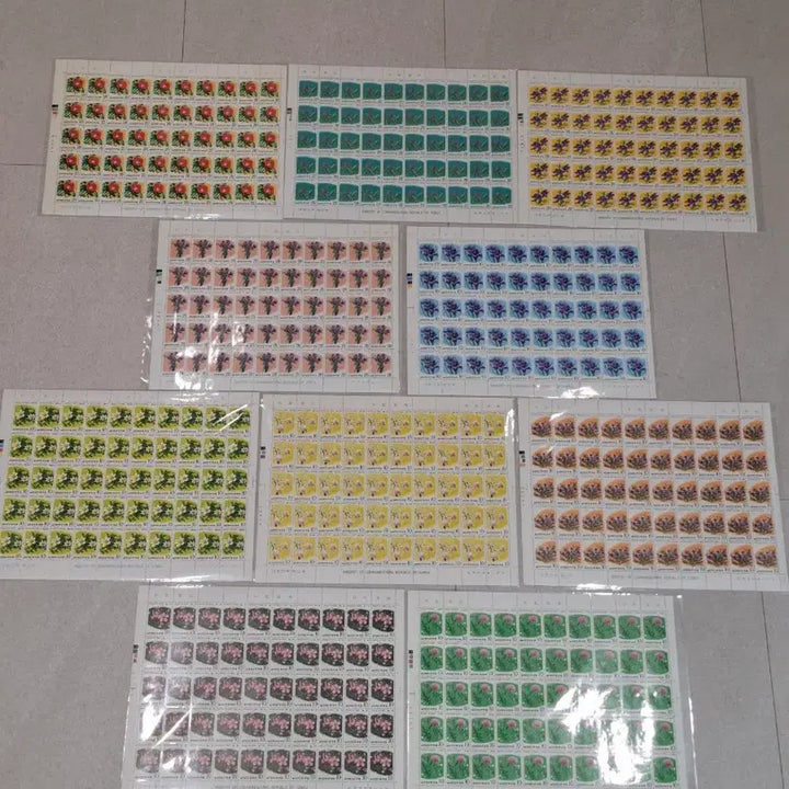 [BUNJANG] 1974 Korean Flora Series Postage Stamps 1-10 / (1관/A8) 1974년 한국 화초시리즈 1-10집 할인적용(K7)저렴