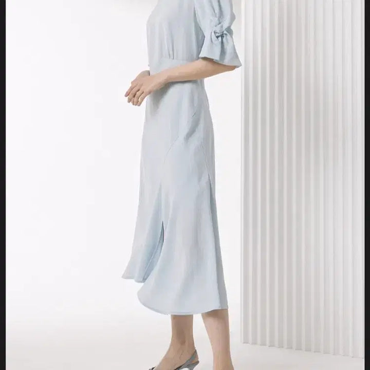 [BUNJANG] Mine by Hansem Sky Blue Goddess Fit Long Dress / 한섬 마인 여신핏 하늘색 롱원피스 새상품