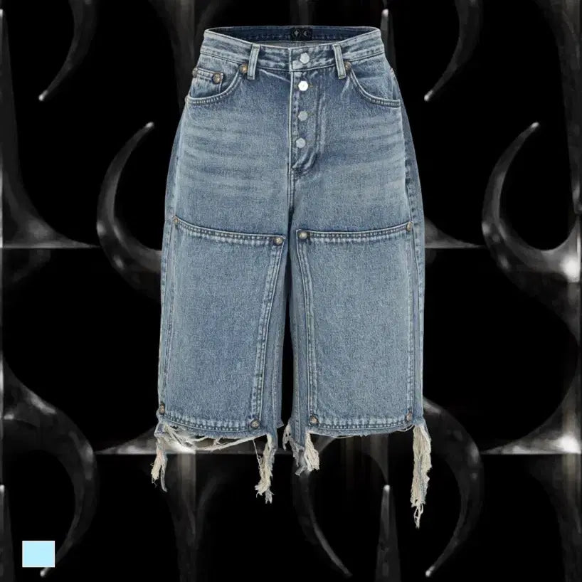 [BUNJANG] THUG CLUB Double Knee Denim Shorts Pants / [2 size] 떠그클럽 더블니 데님 쇼츠 팬츠