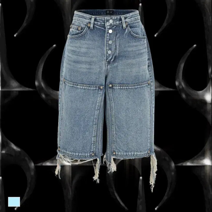 [BUNJANG] THUG CLUB Double Knee Denim Shorts Pants / [2 size] 떠그클럽 더블니 데님 쇼츠 팬츠