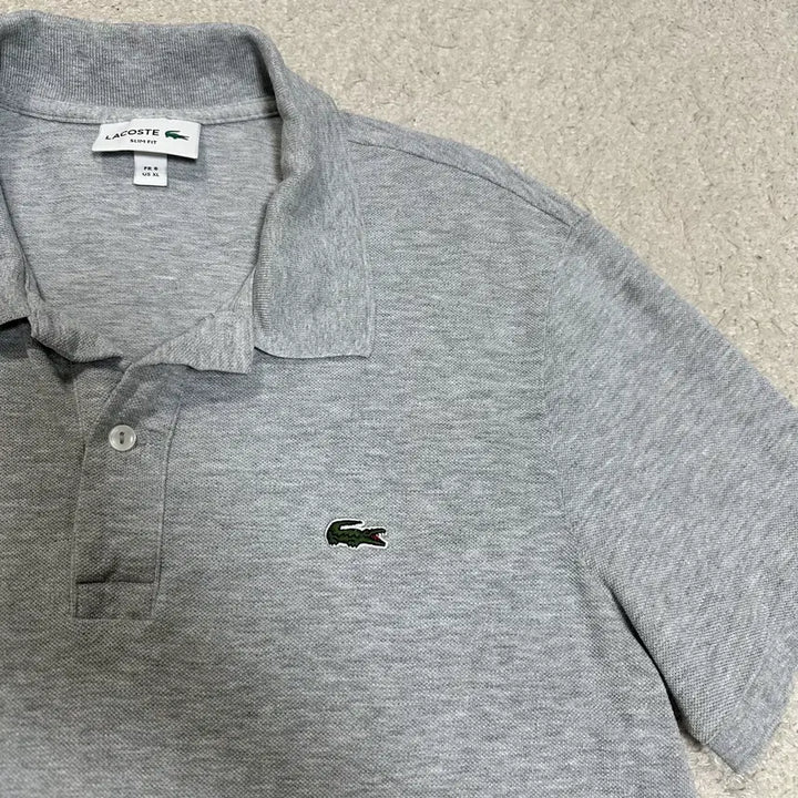 [BUNJANG] Lacoste Half-Sleeve Polo Shirt Grey XL / 라코스테 반팔 카라티 그레이 XL