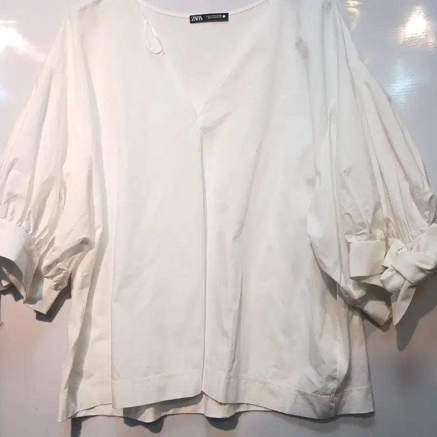 [BUNJANG] ZARA White Balloon Sleeve Blouse S / ZARA 화이트 벌룬 소매 블라우스 S