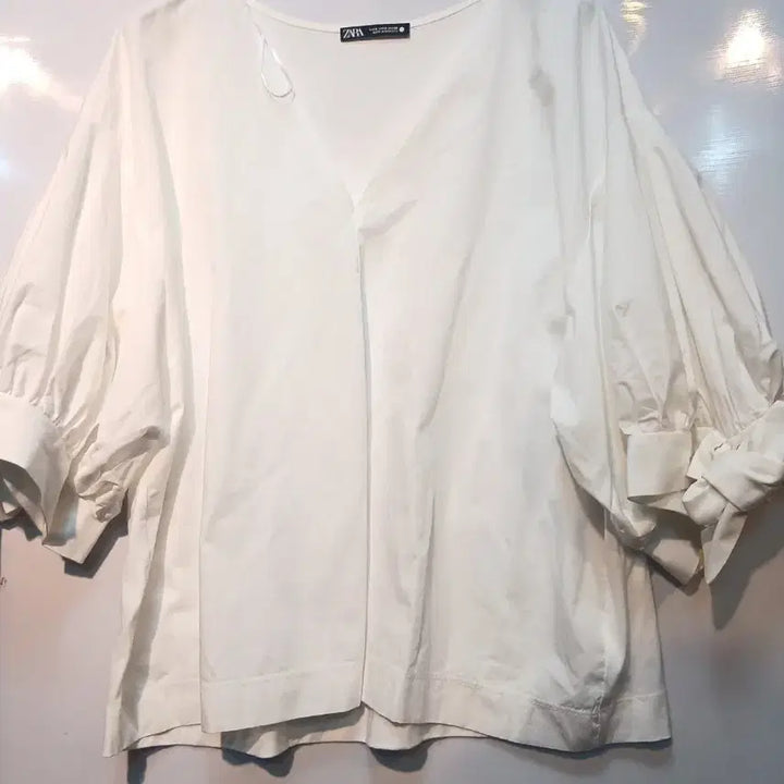 [BUNJANG] ZARA White Balloon Sleeve Blouse S / ZARA 화이트 벌룬 소매 블라우스 S