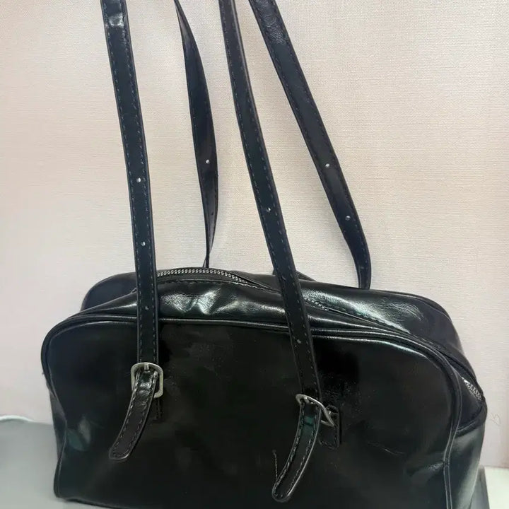 [BUNJANG] Black Leather Shoulder Bag / 블랙 레더 숄더백