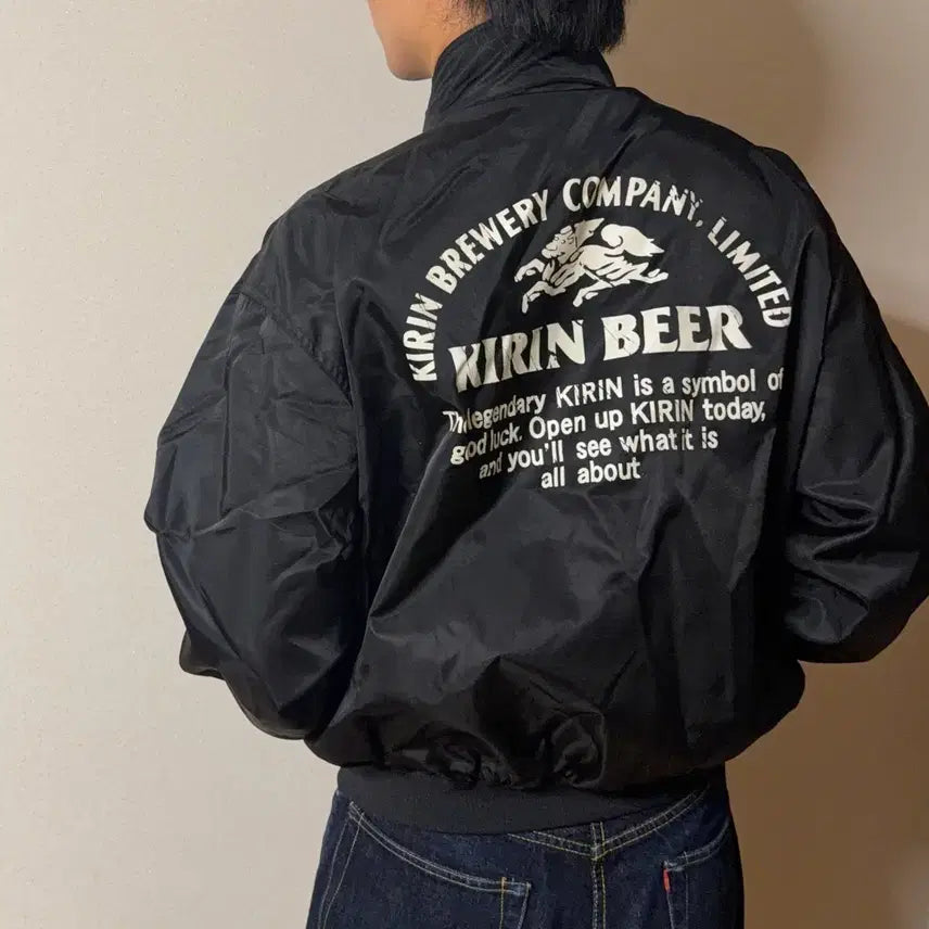 [BUNJANG] Kirin Beer Harrington Jacket / KIRIN BEER 기린 비어 나일론 헤링턴 자켓