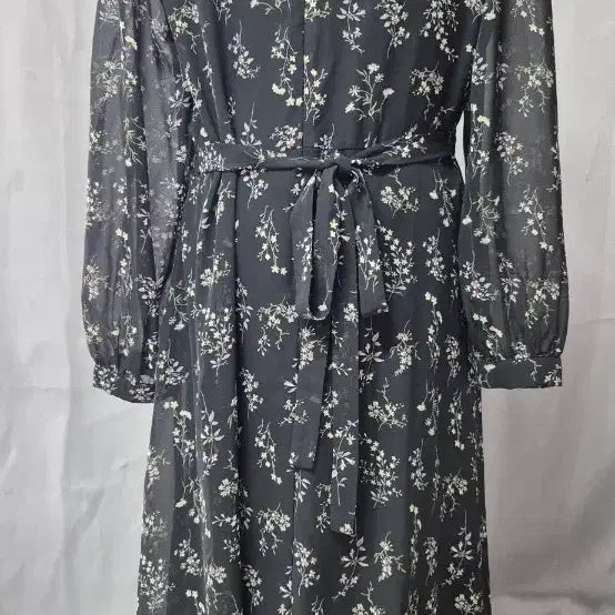 [BUNJANG] Black Floral Chiffon Long Dress - Size M / 블랙 플라워 롱 원피스 쉬폰 M