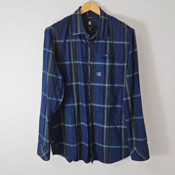 [BUNJANG] G-Star RAW Blue Checkered Shirt XL / 지스타로우 RAW 가죽패치 블루 체크셔츠 XL (거의 새상품)