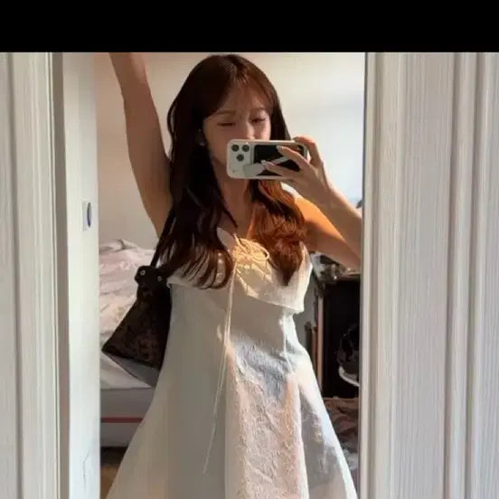 [BUNJANG] ON&amp;ON Neck String Layered Blouse Dress / 온앤온 넥 스트링 레이어드 블라우스 원피스 M사이즈