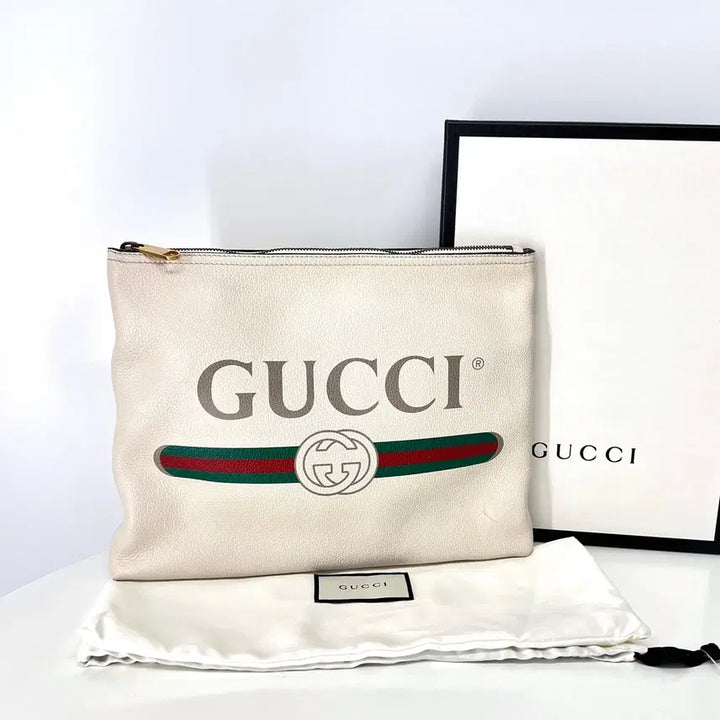 [BUNJANG] Gucci Ophidia GG Supreme Canvas Pouch White Clutch Bag / 구찌 띠로고 클러치백 화이트 (500981)