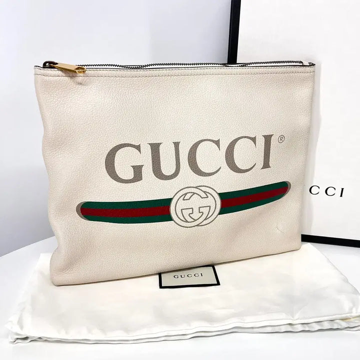 [BUNJANG] Gucci Ophidia GG Supreme Canvas Pouch White Clutch Bag / 구찌 띠로고 클러치백 화이트 (500981)